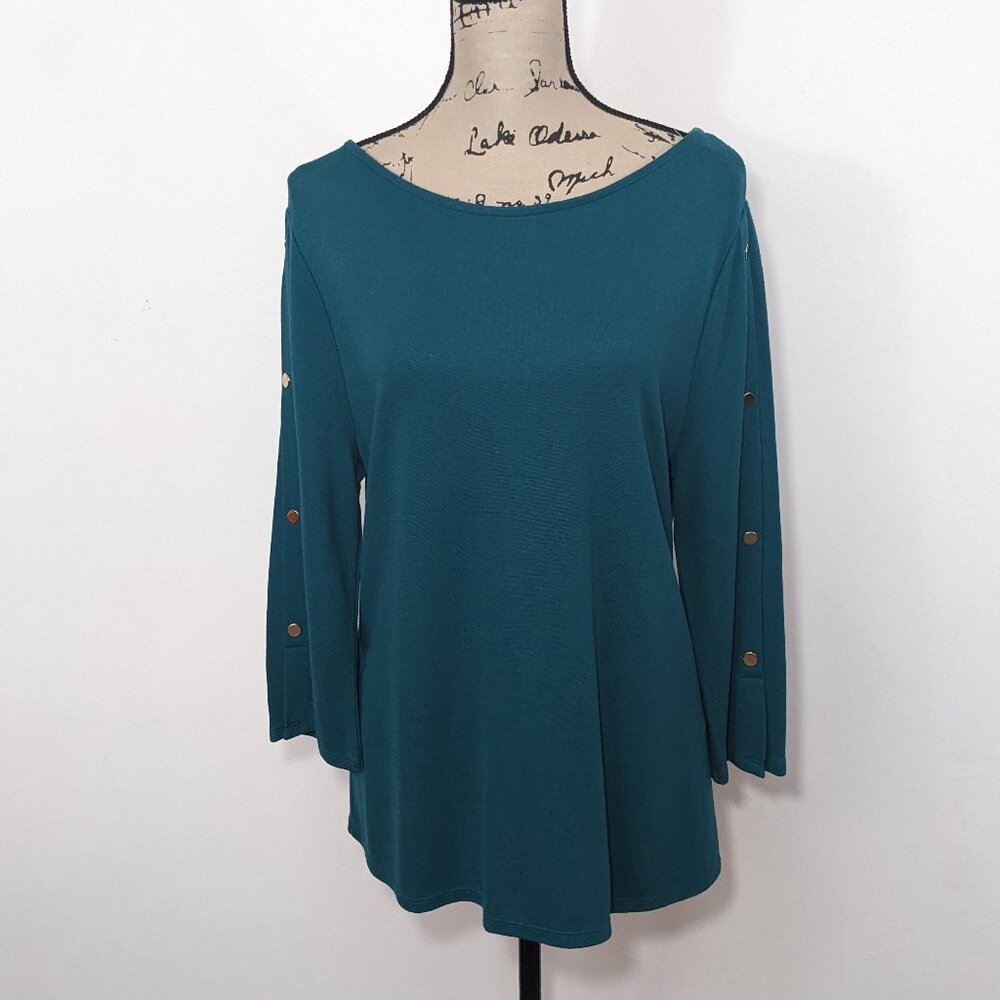 NWT Chico's Tunic Knit Top Hardware Detail 3/4 Sleeve Size 1 US M